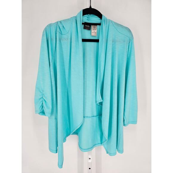 Rafaella Womens Sz XL 3/4 Sleeve Open Front Cardigan Sweater Light Blue - Picture 1 of 3